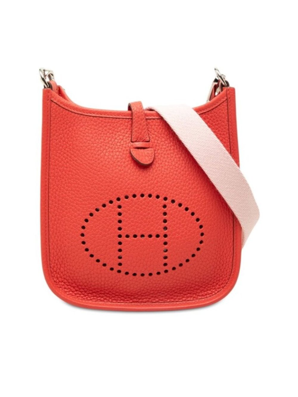 Hermes Evelyne TPM Amazon Crossbody Shoulder Bag Red Silver Taurillon Clemence